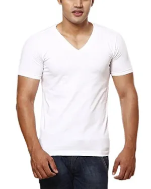 Casual Tees Men's V Neck T - Shirt (CK3004_l, White, Large)