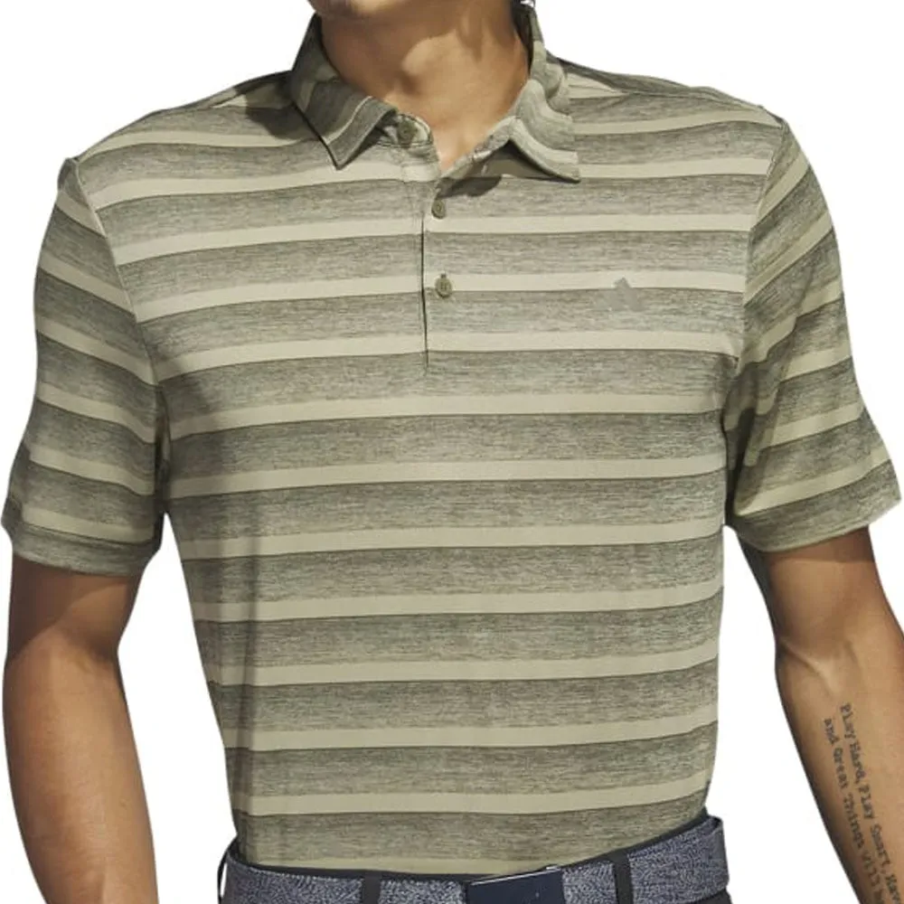 adidas 2 Colour Stripe Polo Shirt - Olive Strata/Hemp