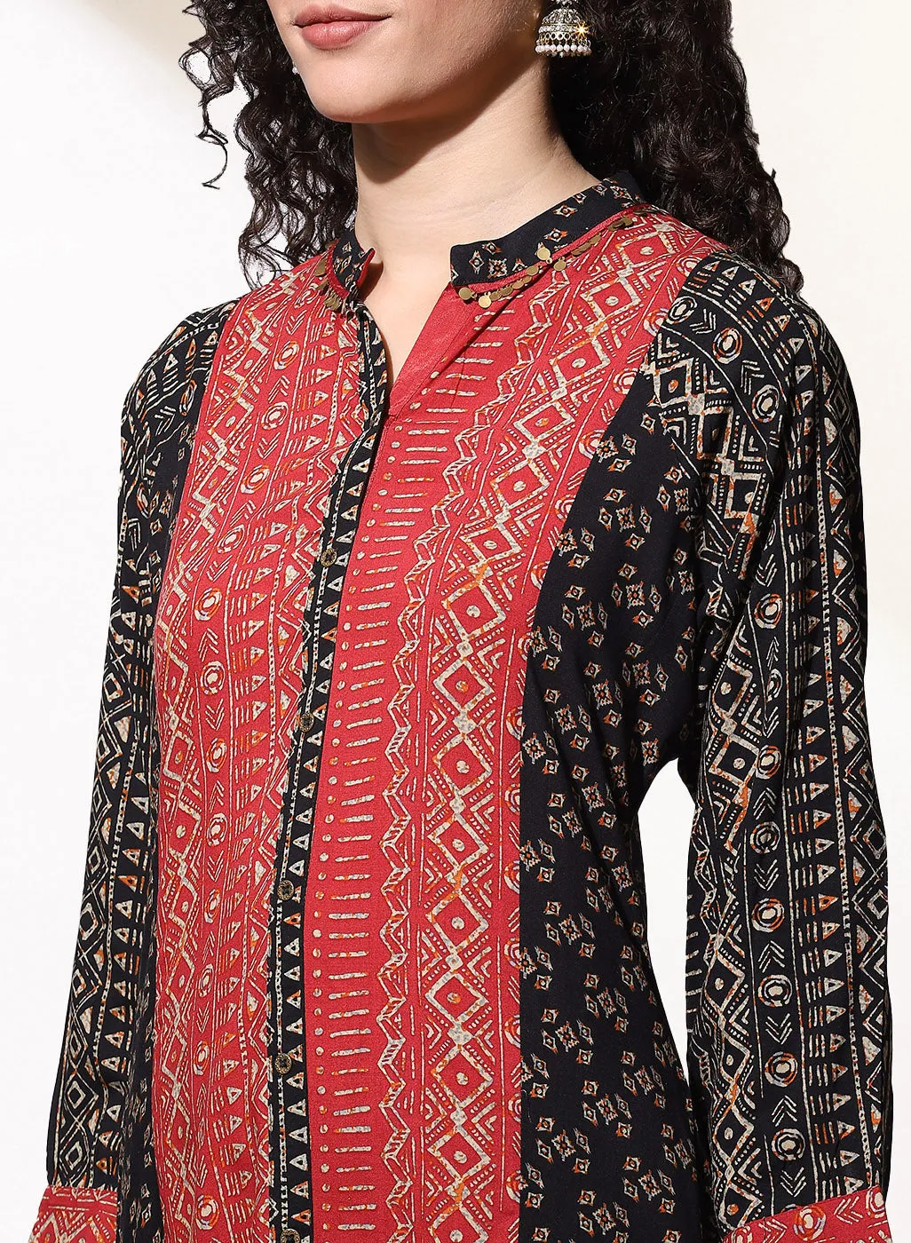 Black Foil-Printed Nargis Kurta