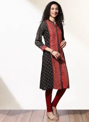 Black Foil-Printed Nargis Kurta