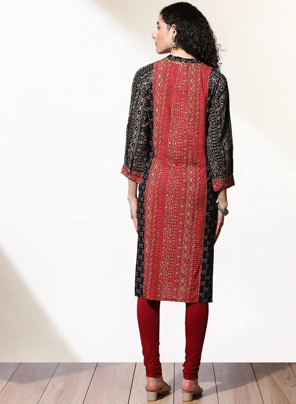 Black Foil-Printed Nargis Kurta