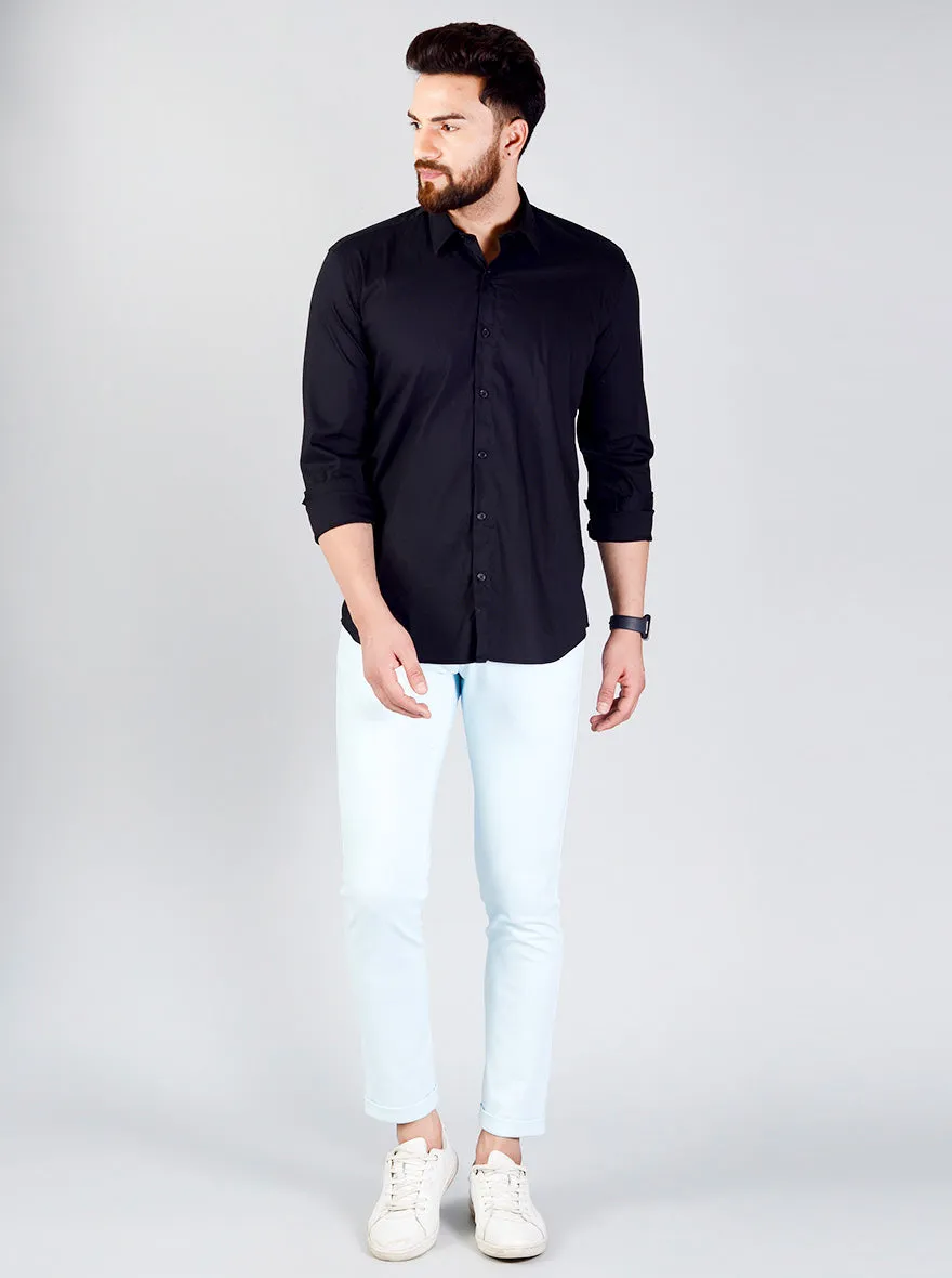 Black Solid Slim Fit Casual Shirt | JadeBlue