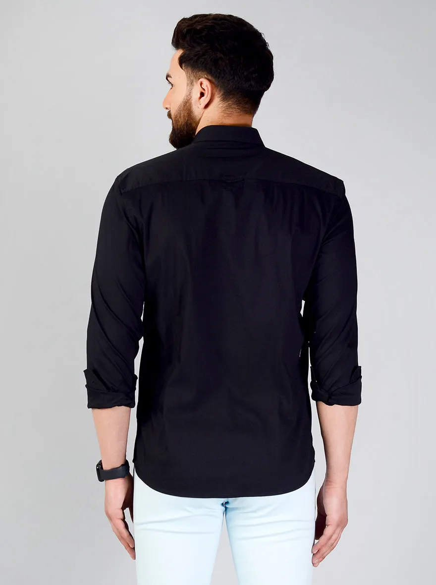 Black Solid Slim Fit Casual Shirt | JadeBlue