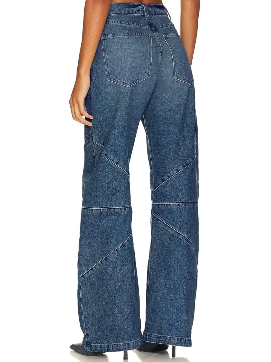 Blue barrel seams jeans