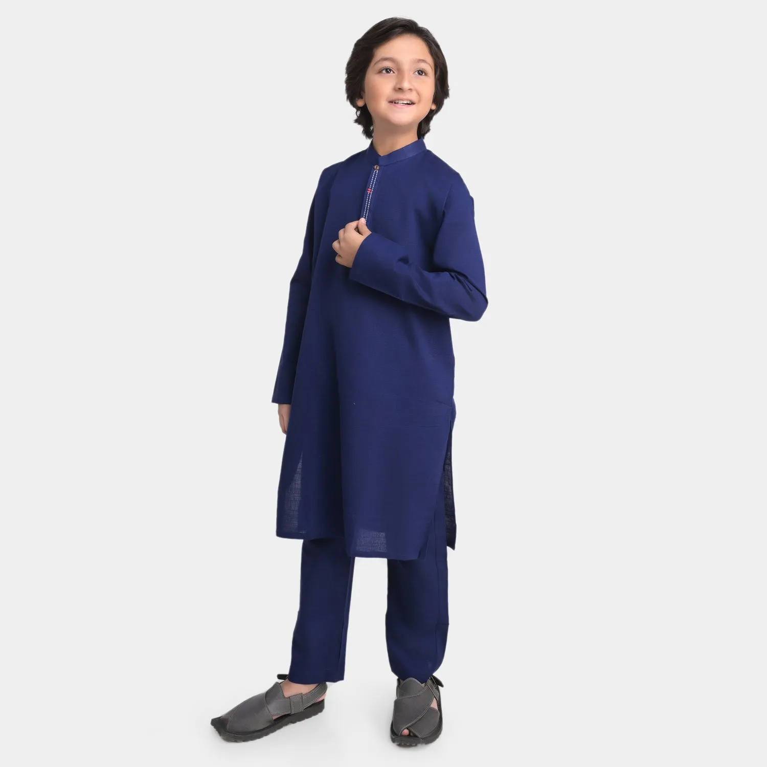 Boys Cotton Slub 2 Piece Suit -Navy Blue