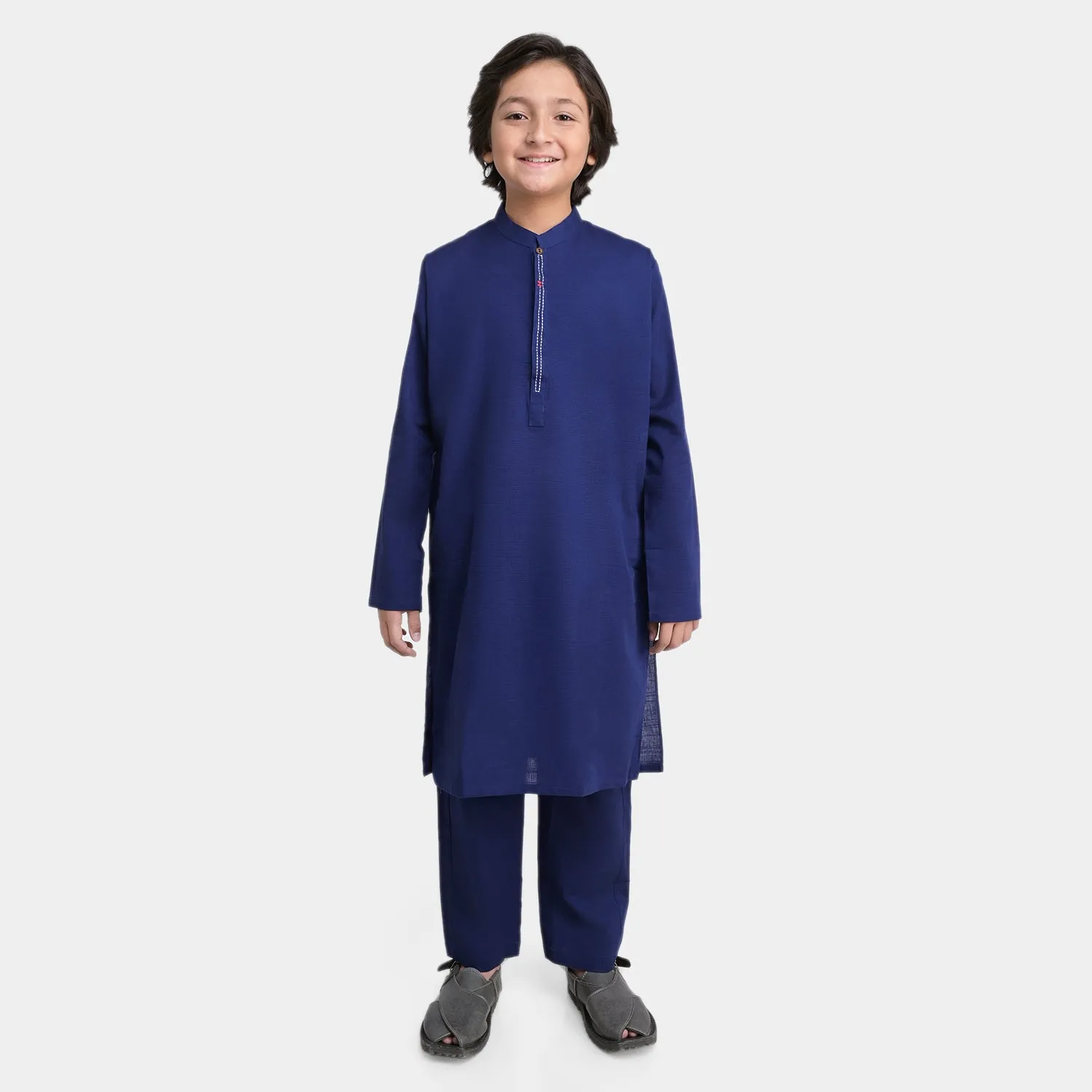 Boys Cotton Slub 2 Piece Suit -Navy Blue