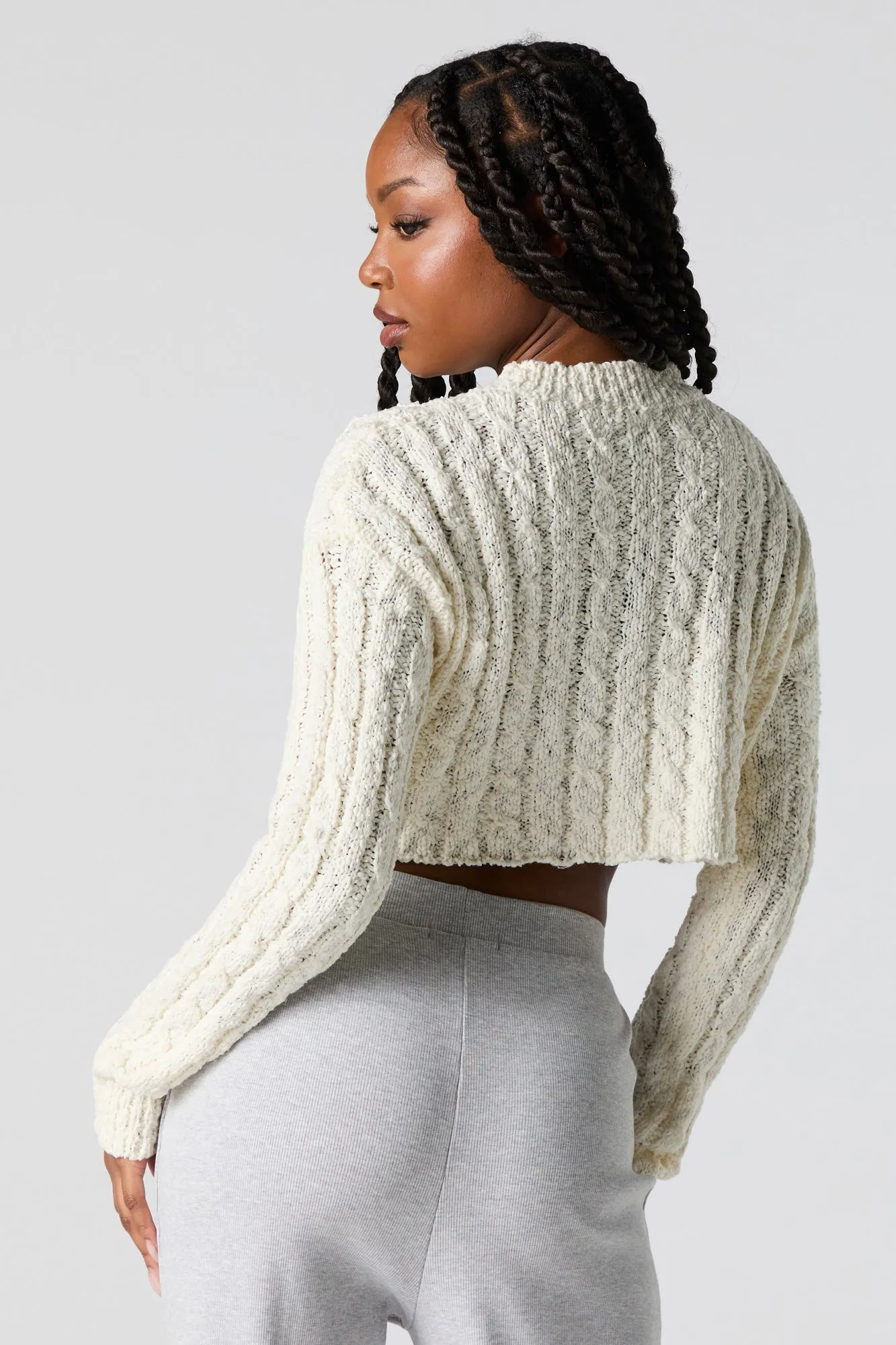 Cable Knit Cropped Sweater