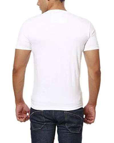 Casual Tees Men's V Neck T - Shirt (CK3004_l, White, Large)