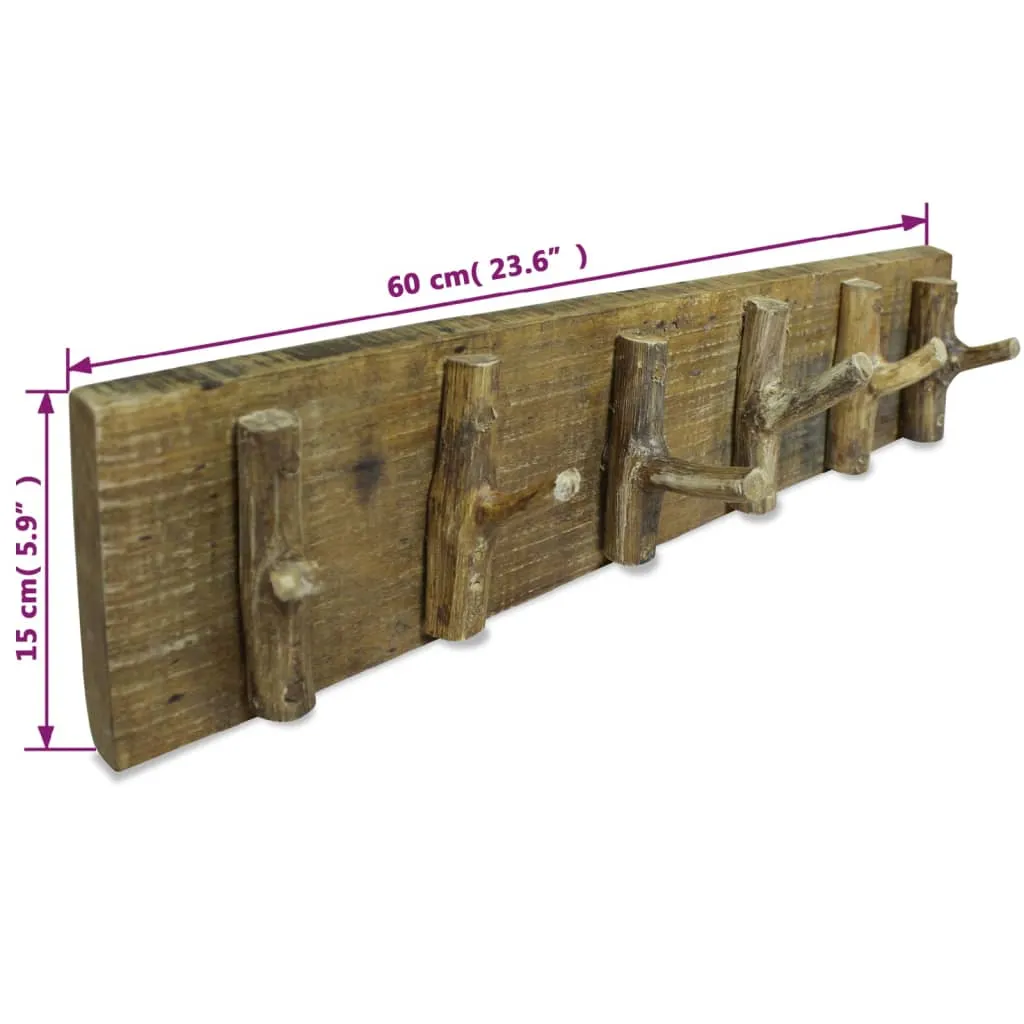 Coat Rack Solid Reclaimed Wood 60x15 cm