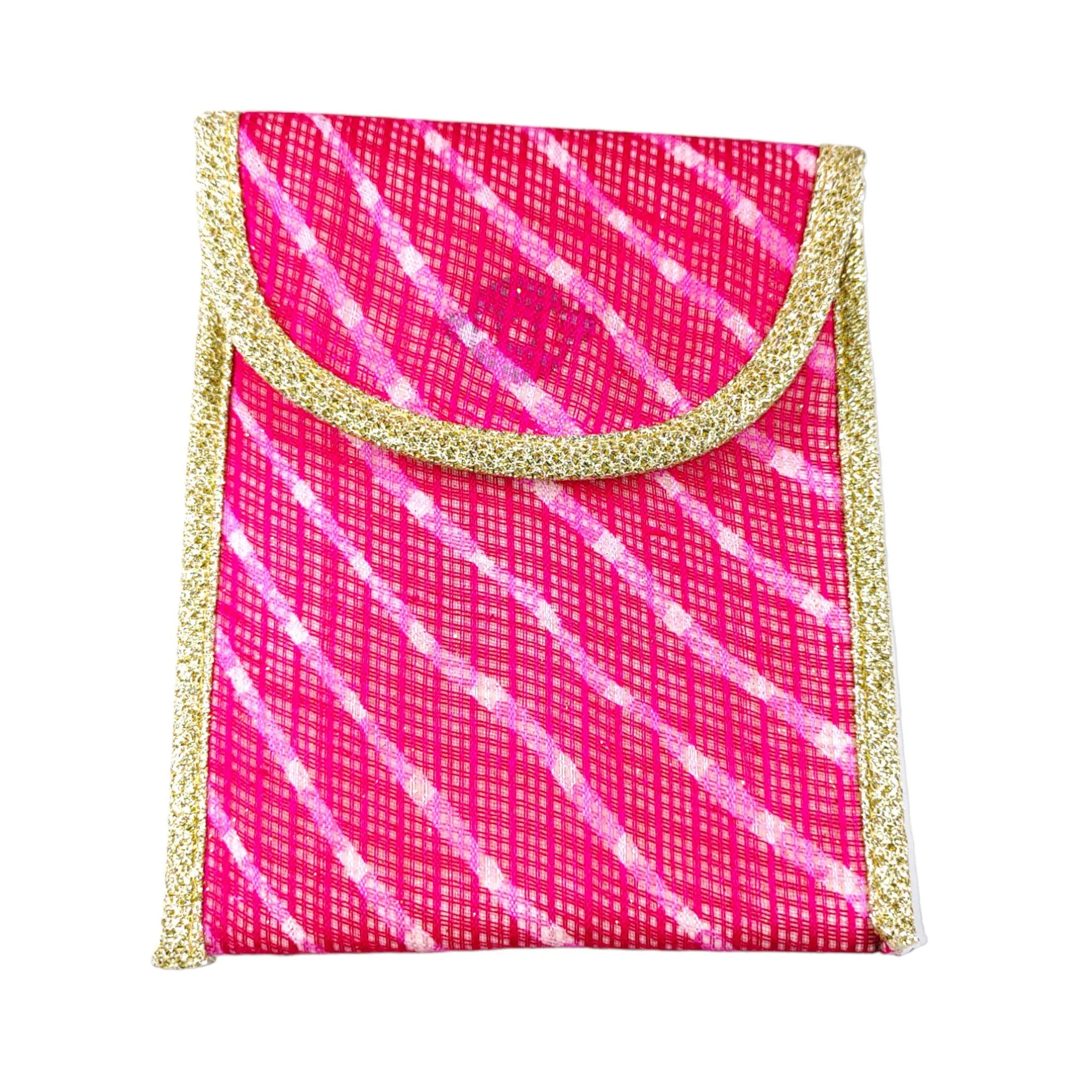 Decorative Glittery Lehriya Pocket with Zari Border Gift Bag / Pouch