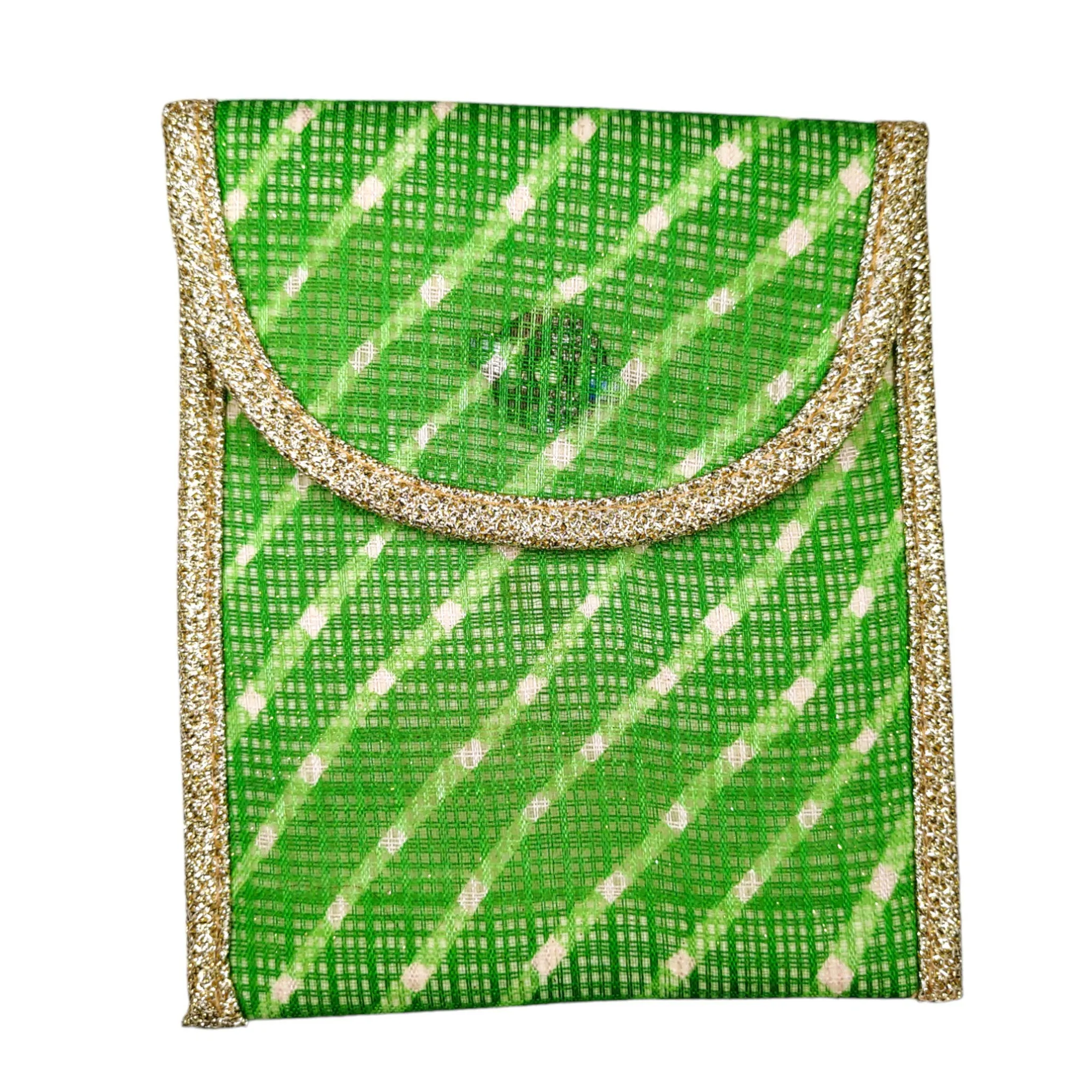 Decorative Glittery Lehriya Pocket with Zari Border Gift Bag / Pouch