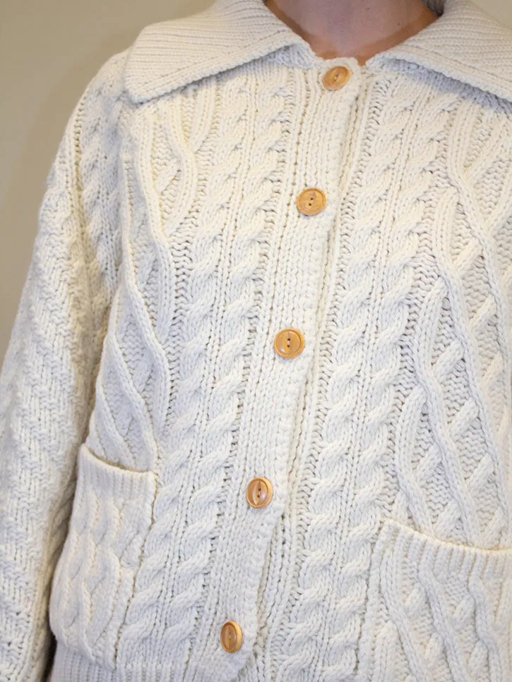 Dunst Fisherman Knit Cardigan, Ivory