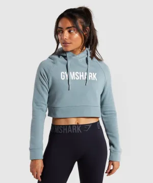 Gymshark Cropped Crest Hoodie - Turquoise