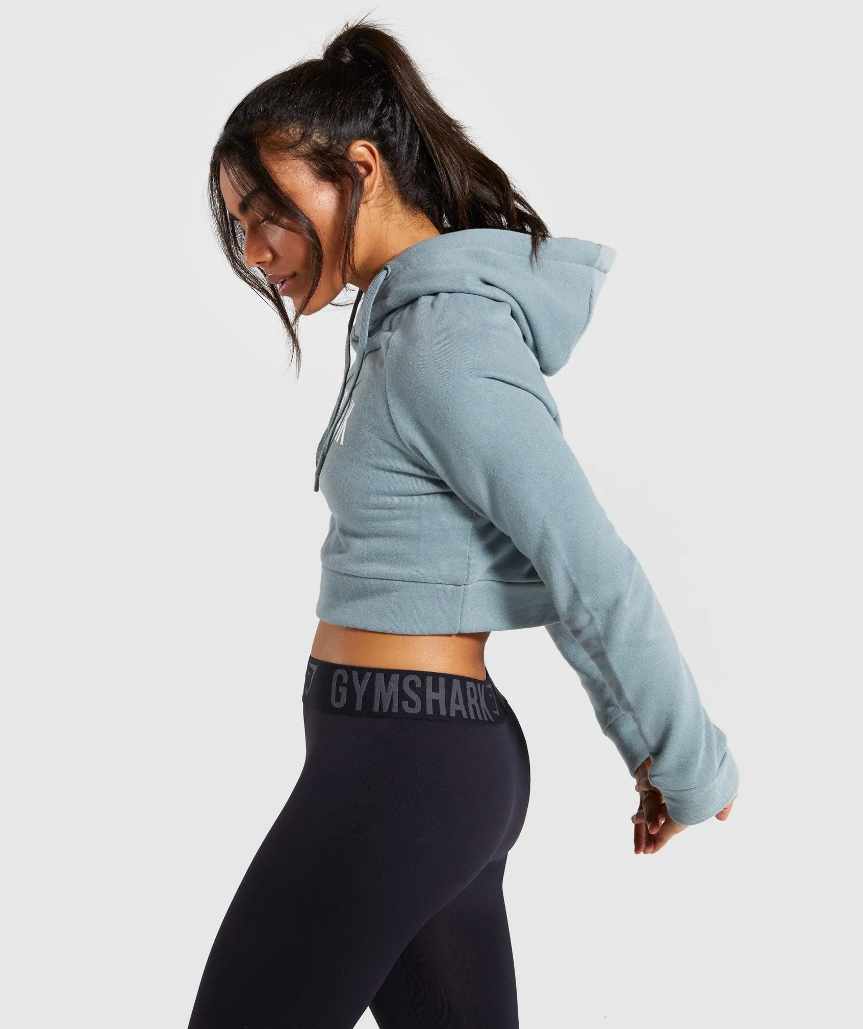 Gymshark Cropped Crest Hoodie - Turquoise