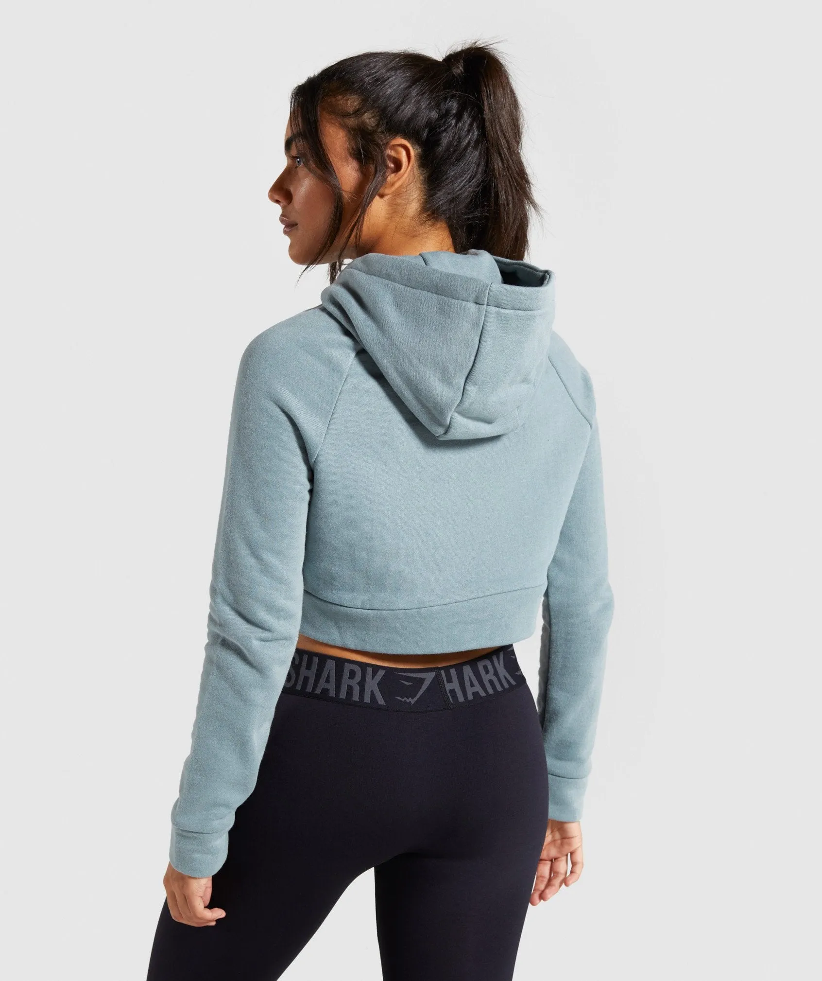 Gymshark Cropped Crest Hoodie - Turquoise