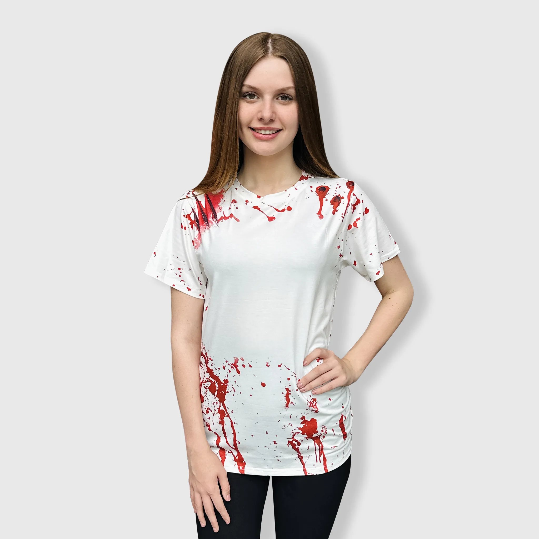 Halloween White Splatter Blank Faux Bleached Top - HAW204