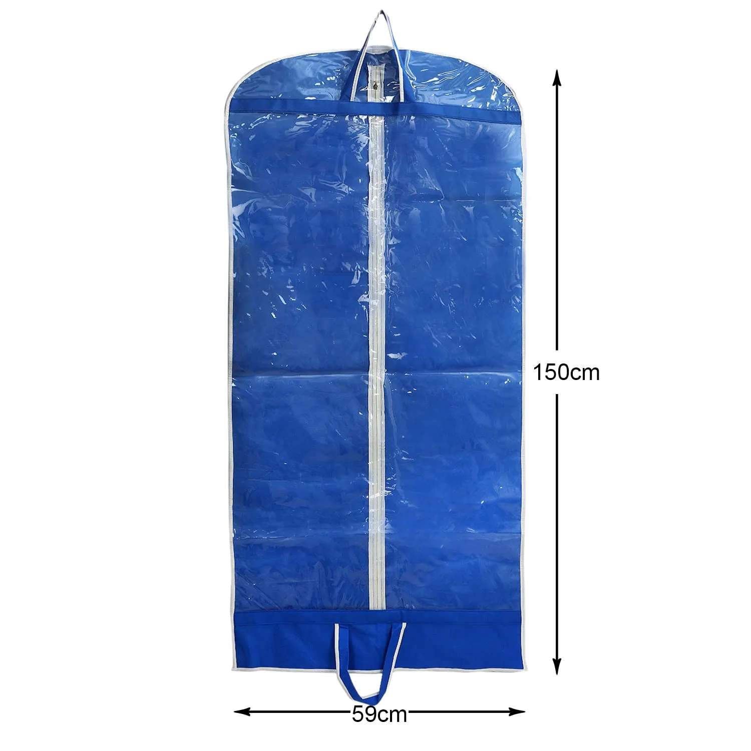 Heart Home Non Woven Foldable Long Tranasparent Garment Cover For for Sherwani, Coat, Kurti & More With Zipper (Blue)-47HH01263