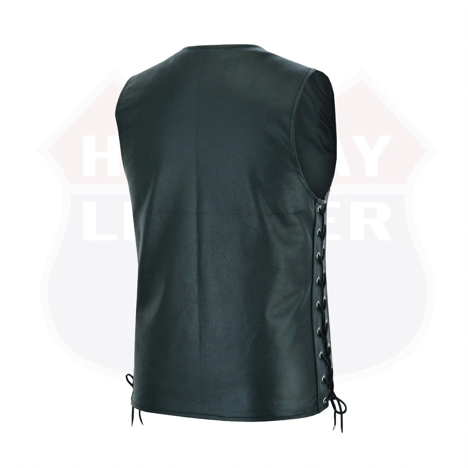 HL11360SPT Men Side Lace Leather Style Biker Motorcycle Leather Vest Gun Pockets Carry Arms