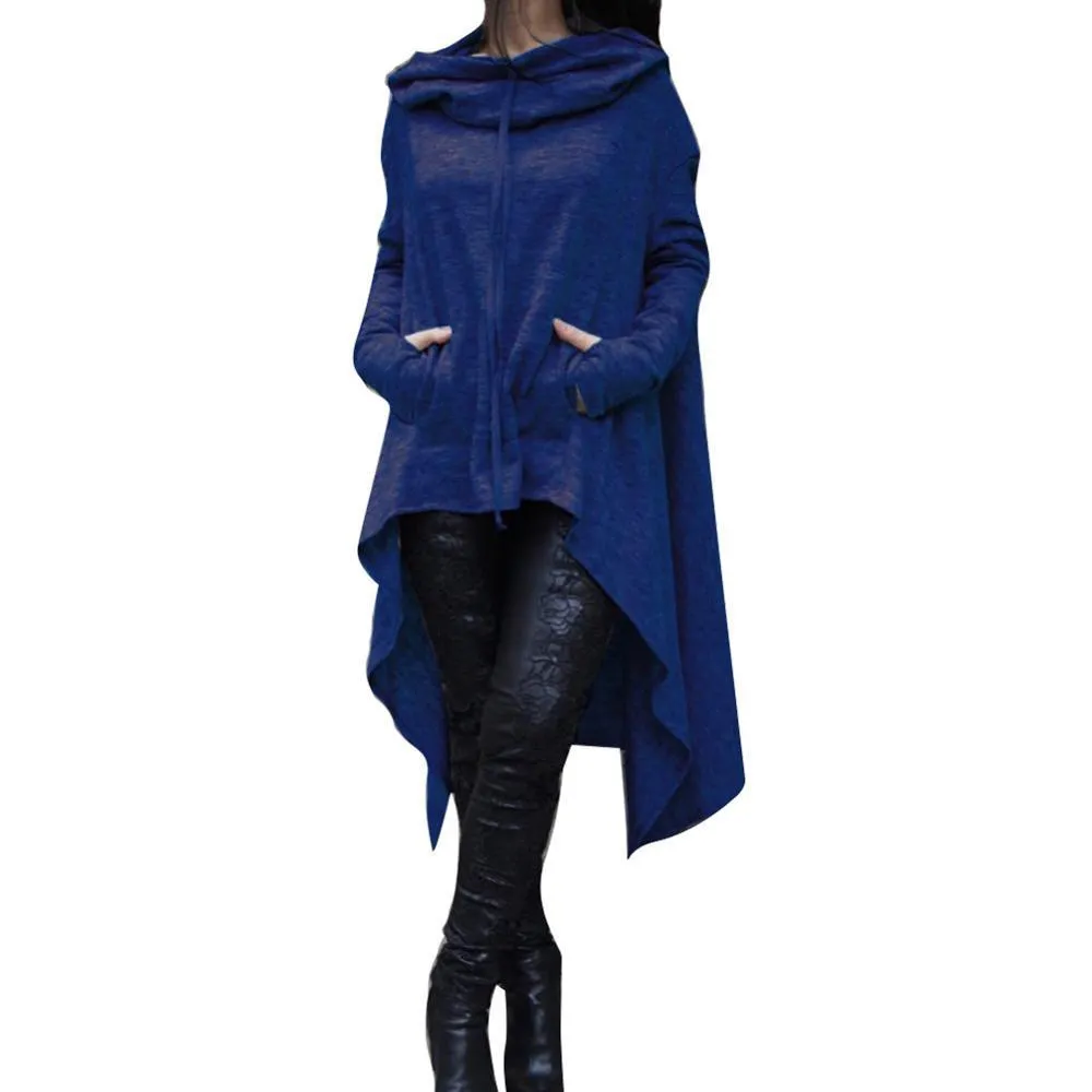 Irregular Draw Cord Coat Loose Long Sleeve