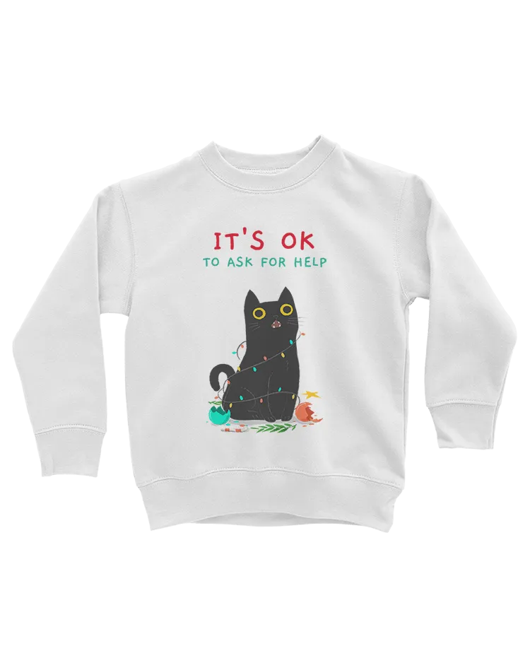 It's OK To Ask For Help (Black Cat) - Youth Sweatshirt