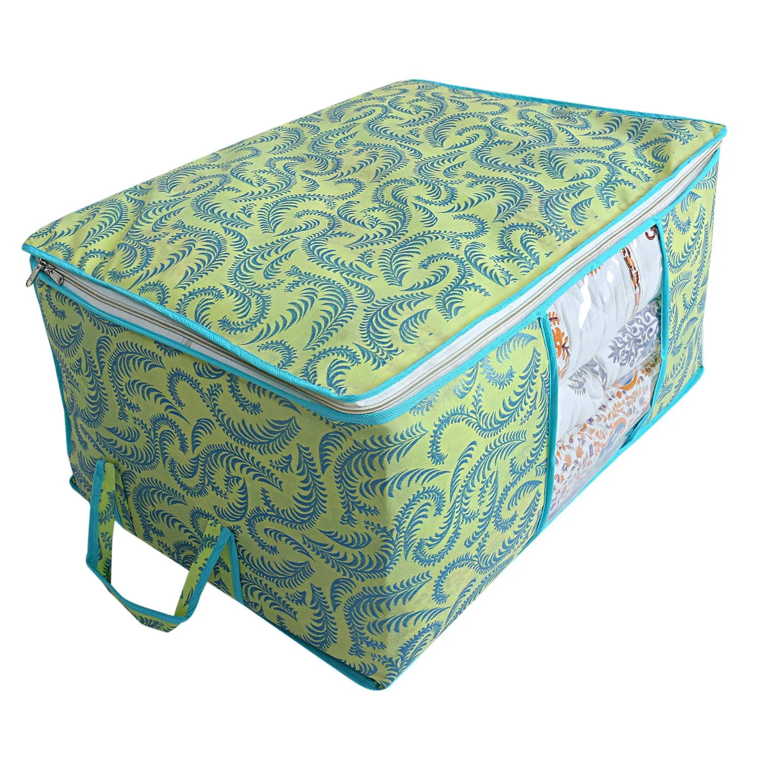 Kuber Industries 2 Piece Non Woven Exclusive Underbed Storage Organiser, Green