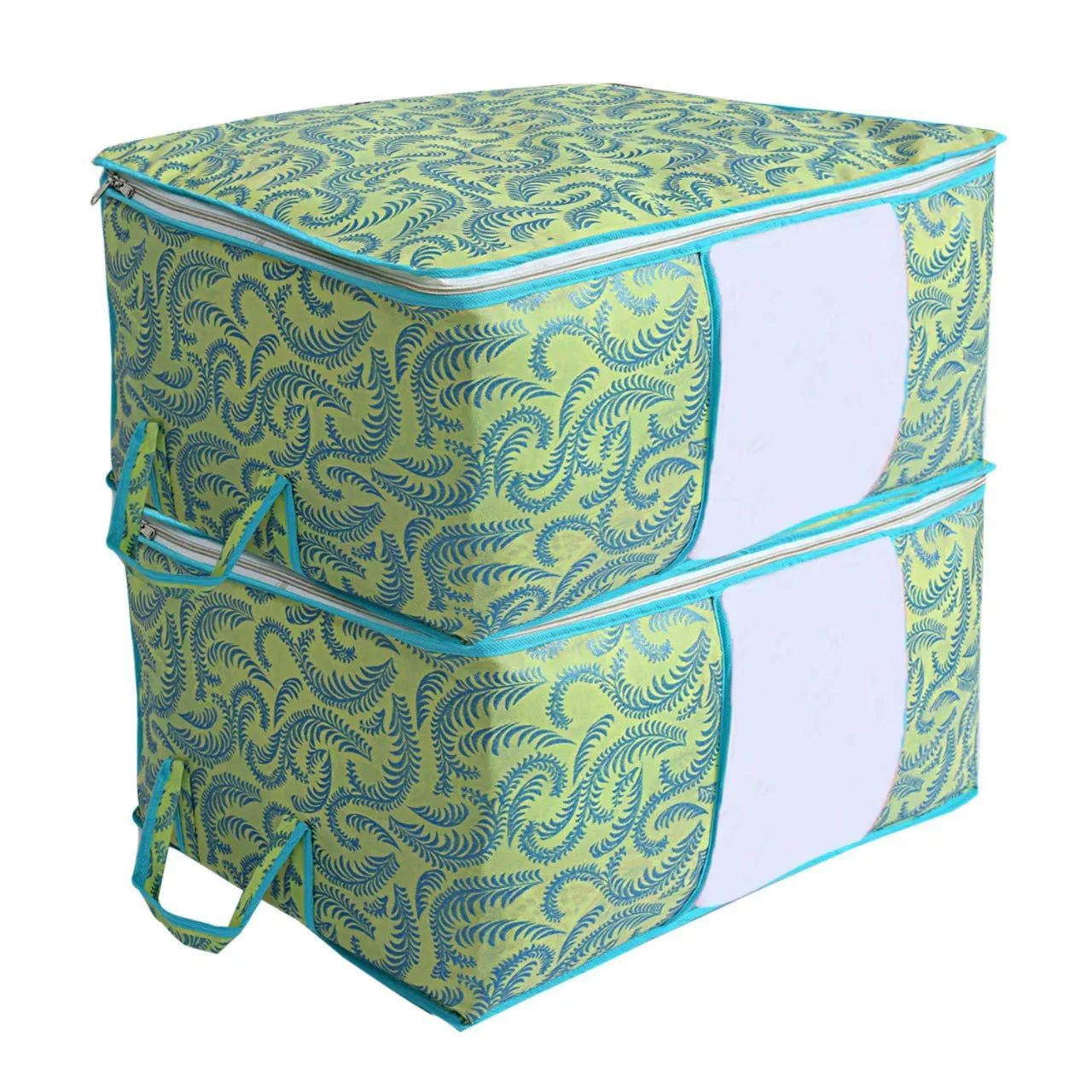 Kuber Industries 2 Piece Non Woven Exclusive Underbed Storage Organiser, Green