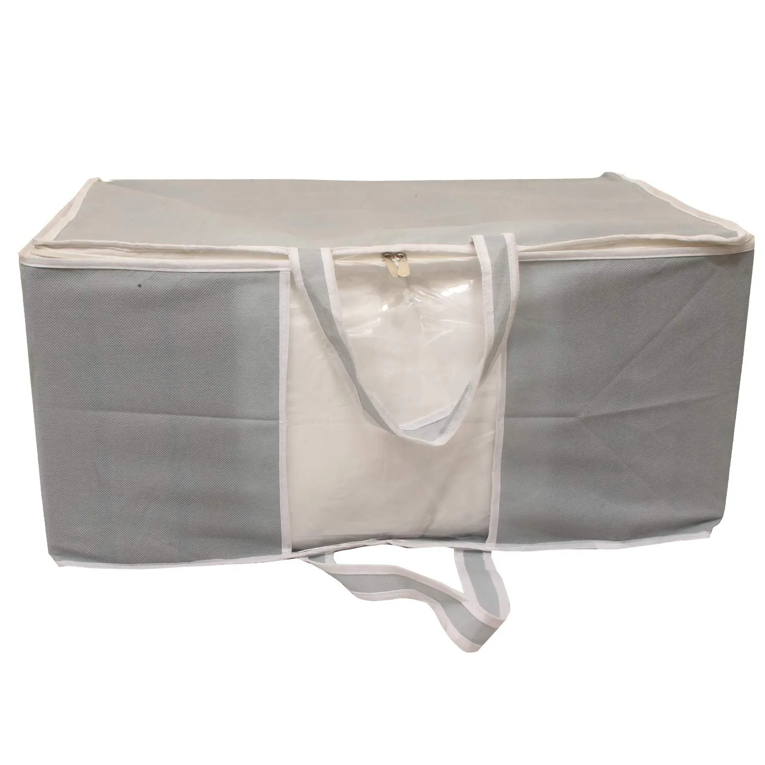 Kuber Industries 4 Piece Non Woven Front Handle Underbed Storage Organiser, X-Large, Grey (CTSN009461)