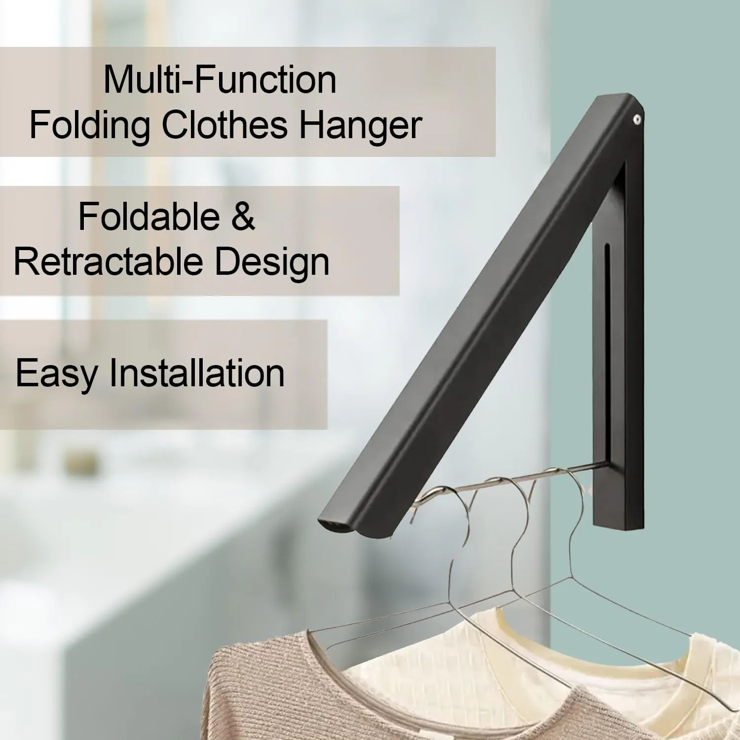 Kuber Industries Pack of 3 Cloth Drying Rack | Wall Mounted Drying Rack | Drying Rack for Toilets | Rack for Bathrooms | Clothes Rack for Bedrooms | Drilling Installation Rack | EN002 | Black