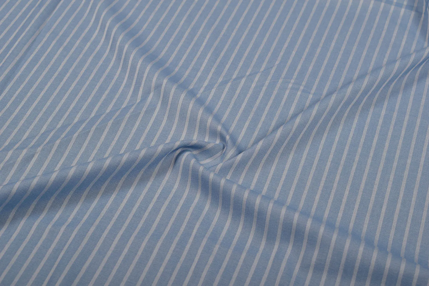 Light Blue Stripes Stretch Denim Polyester Viscose Blend Fabric