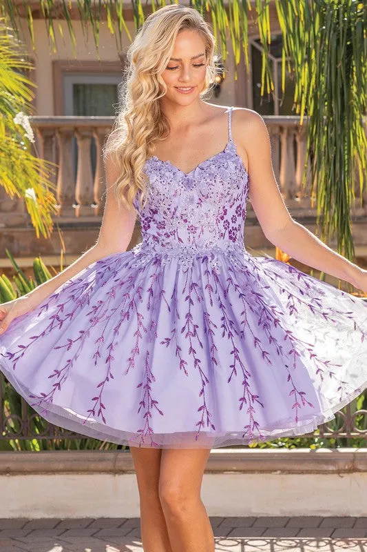 Lilac Glitter Sequin Cocktail Dress