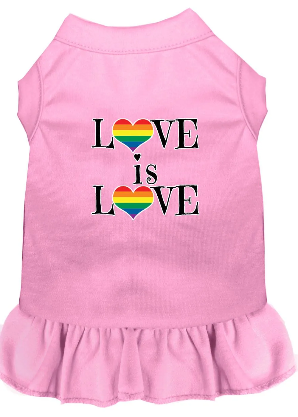 Love Is Love Screen Print Dog Dress Light Pink Med