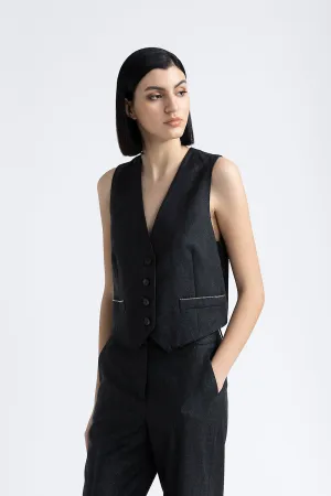 Lurex wool flannel gilet