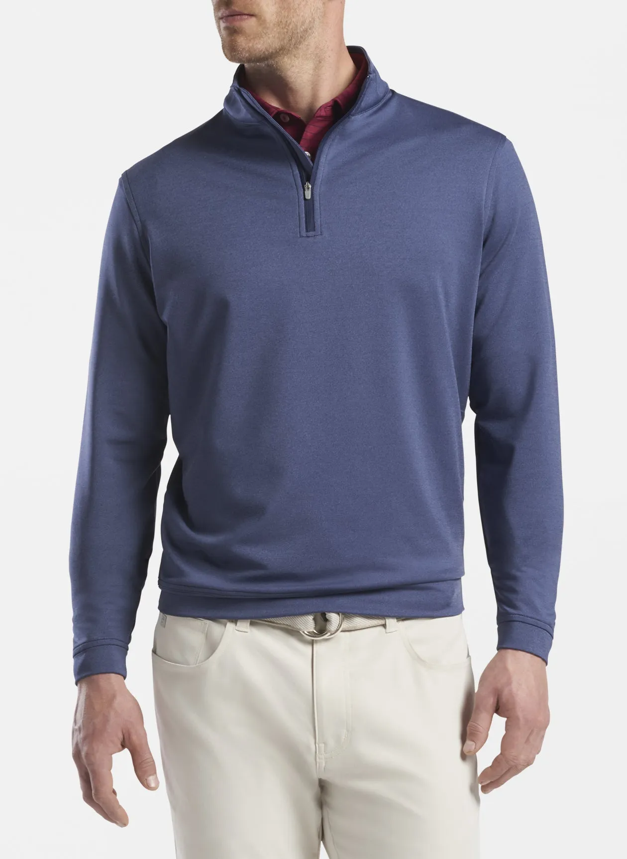 Melange Perth Performance Quarter-Zip in Navy by Peter Millar