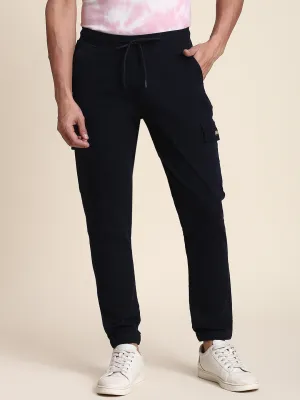 Men's Navy Cargo Jogger Comfortable Bottomwear With Smart Casual Look