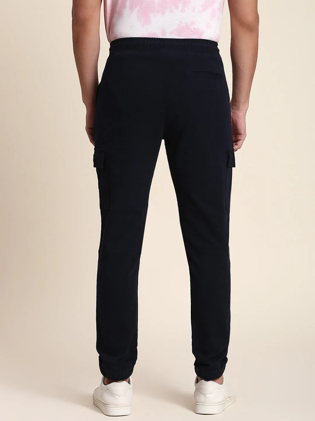 Men's Navy Cargo Jogger Comfortable Bottomwear With Smart Casual Look