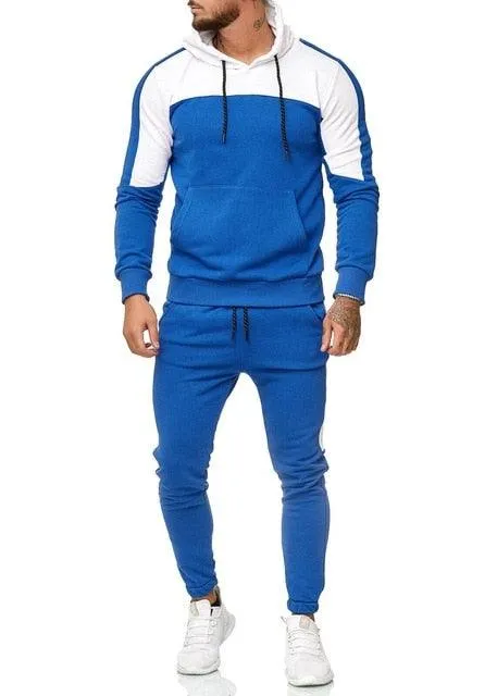 Men's Tracksuit Jogging Suit - Side Stripe Hoodies Set - Work Out Clothes Jogger Set Gym Clothing (TM9)(F101)