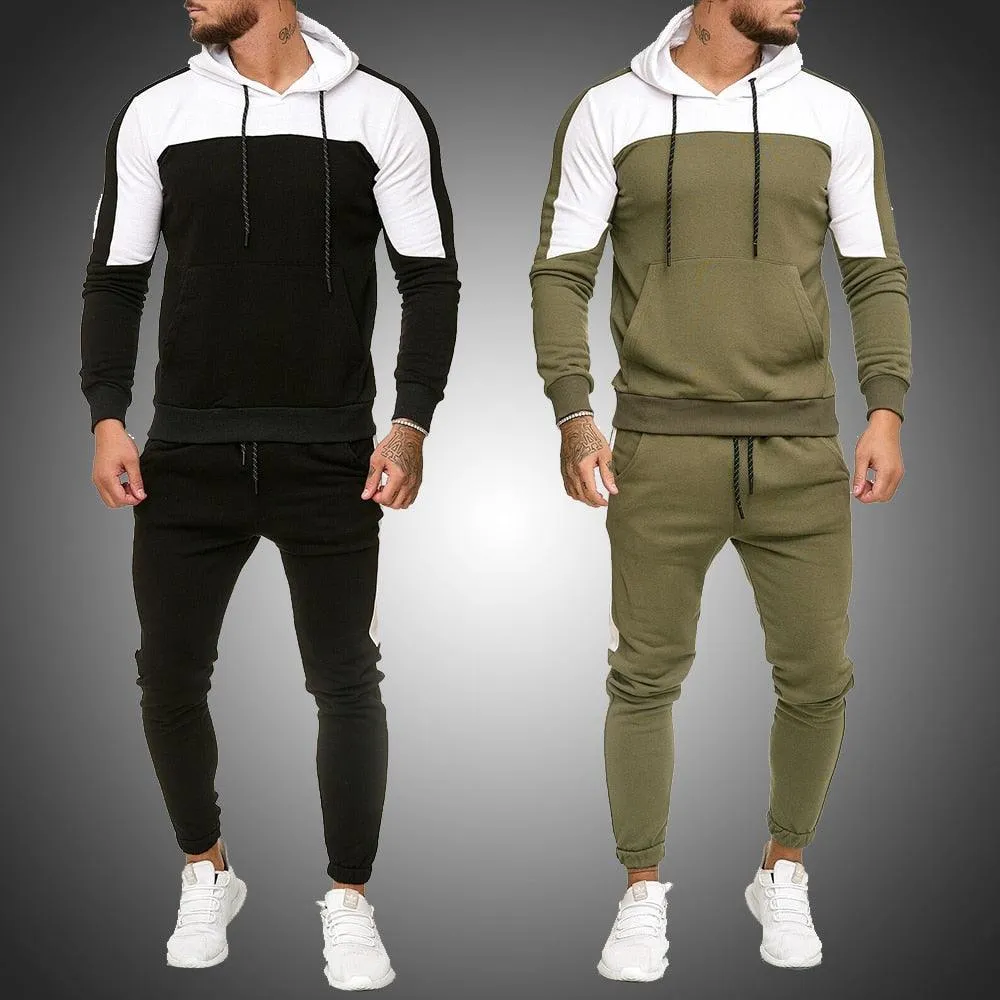 Men's Tracksuit Jogging Suit - Side Stripe Hoodies Set - Work Out Clothes Jogger Set Gym Clothing (TM9)(F101)