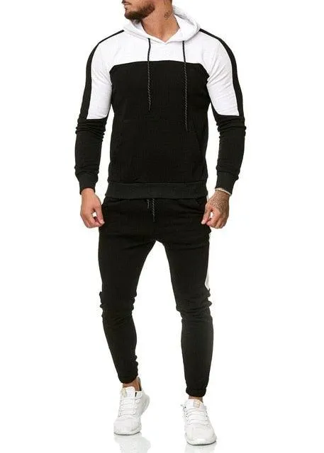 Men's Tracksuit Jogging Suit - Side Stripe Hoodies Set - Work Out Clothes Jogger Set Gym Clothing (TM9)(F101)