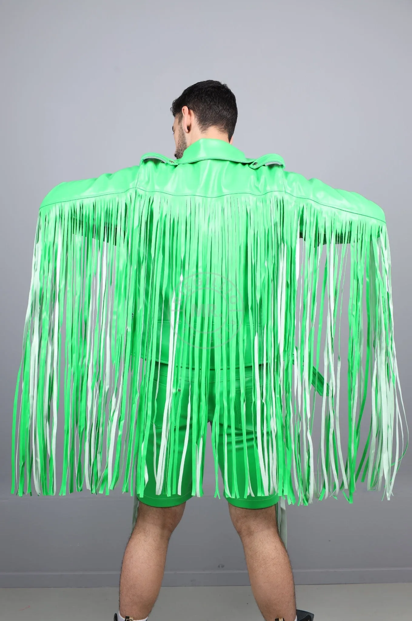 MR. Fringe Biker Jacket - Neon Green