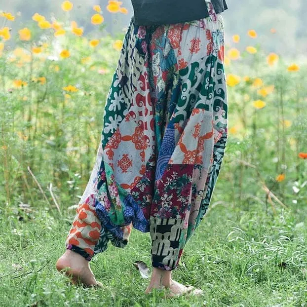 Multicolor Patchwork Harem Pants