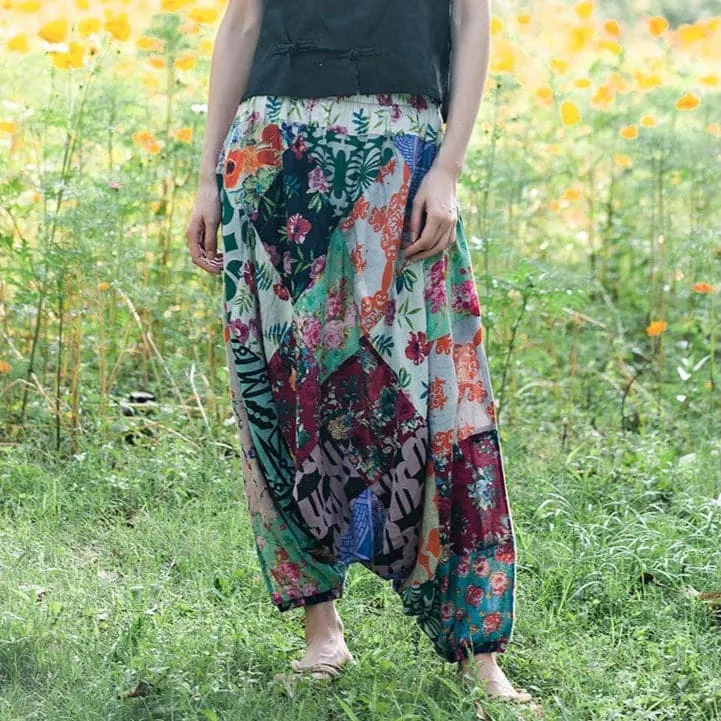 Multicolor Patchwork Harem Pants