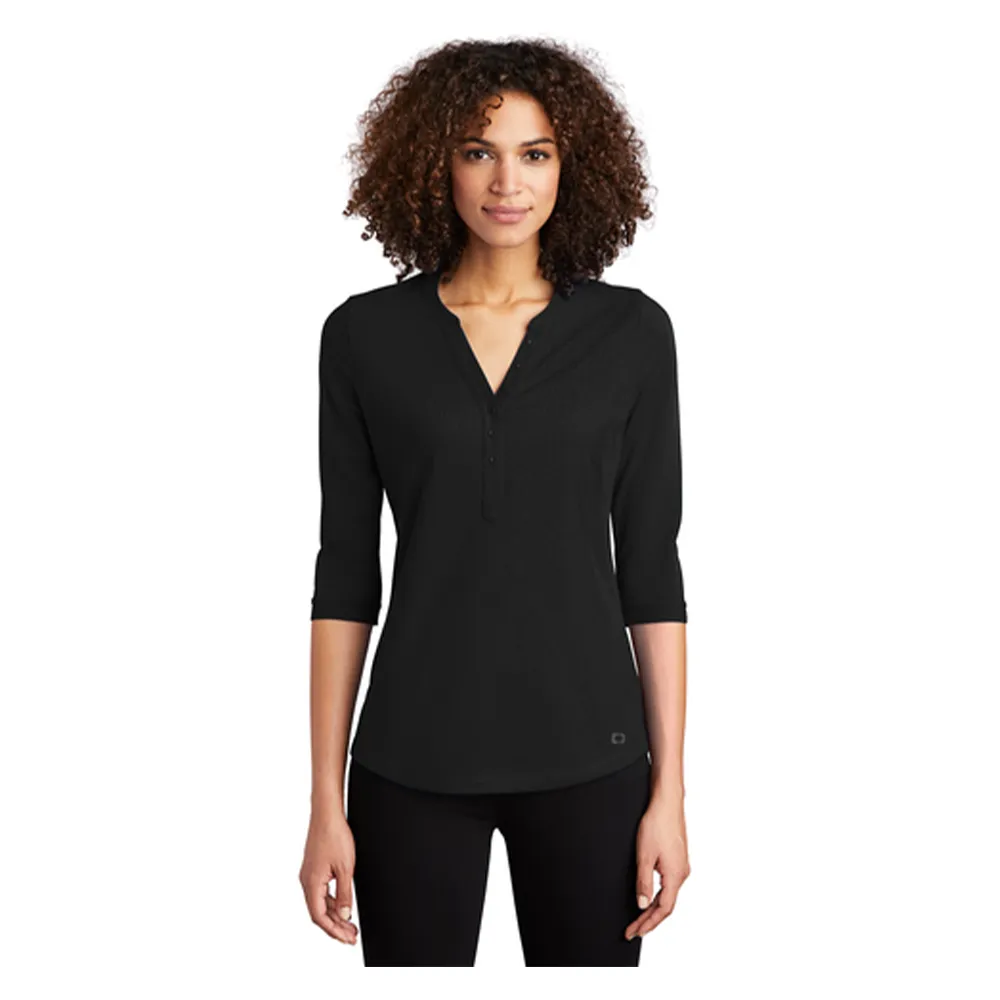 OGIO ® Ladies Jewel Henley - Blacktop