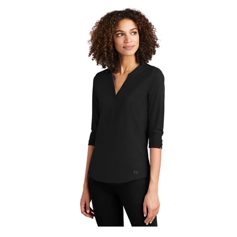 OGIO ® Ladies Jewel Henley - Blacktop