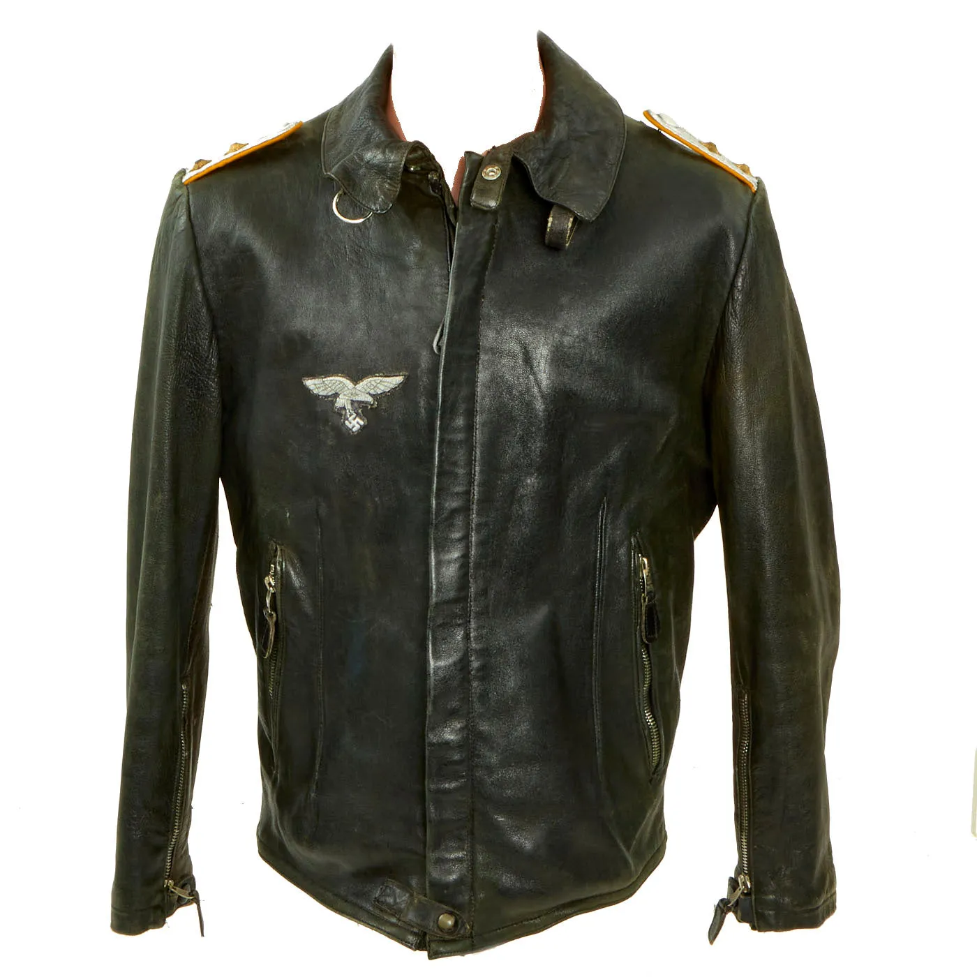 Original German WWII 1941 Dated Luftwaffe Hauptmann Officer's Leather Flight Jacket with Leather Flight Pants