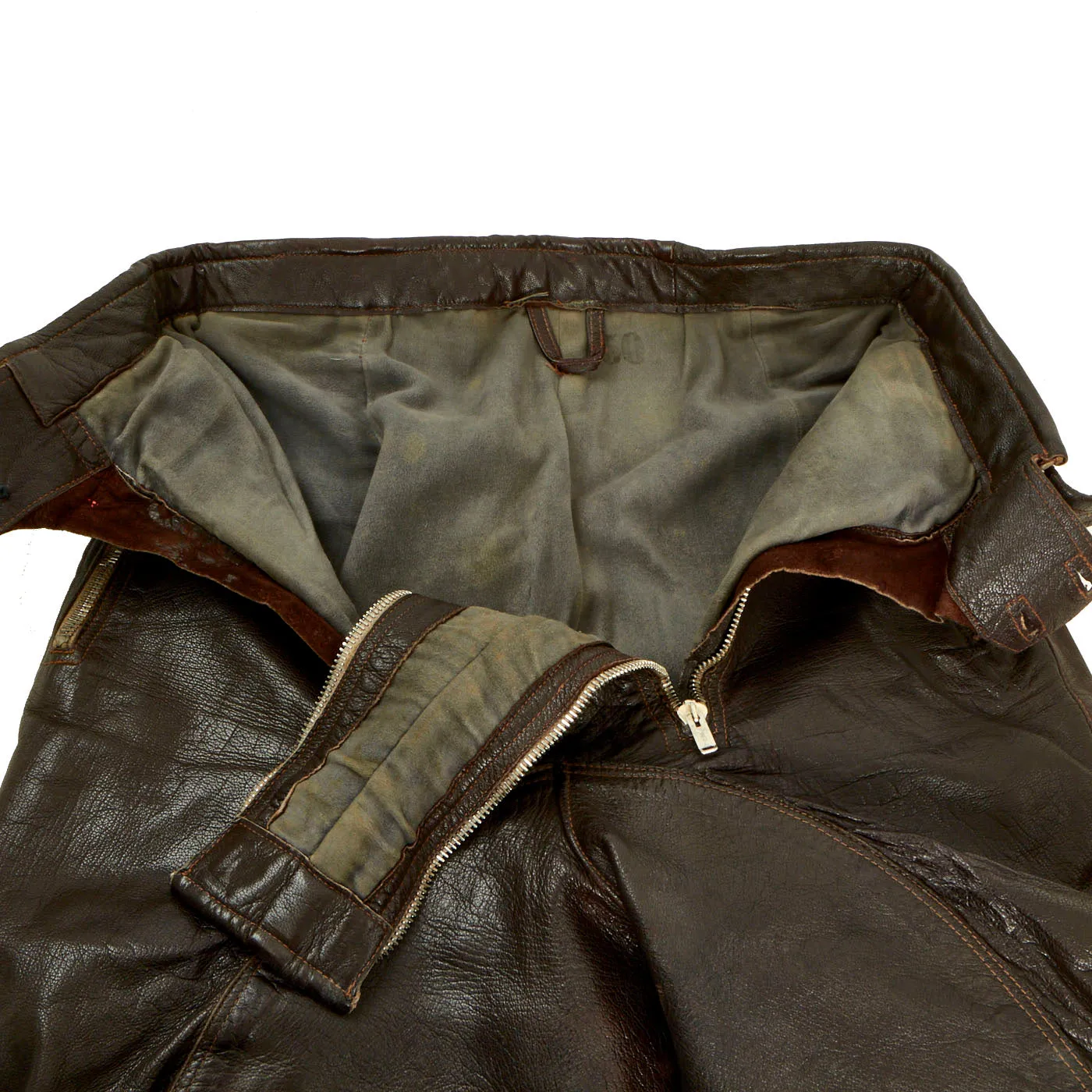 Original German WWII 1941 Dated Luftwaffe Hauptmann Officer's Leather Flight Jacket with Leather Flight Pants