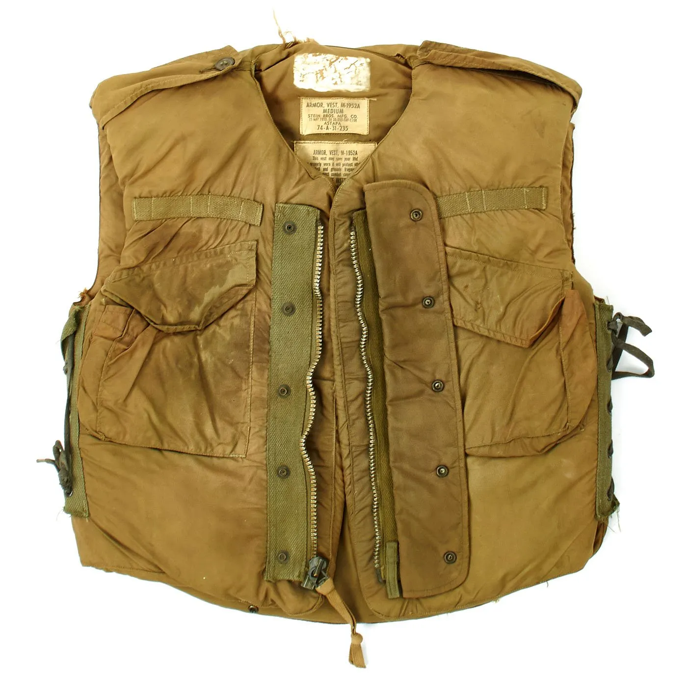 Original U.S. Vietnam War M-1952A Flak Body Armor Vest by Stein Bros - Dated 1953