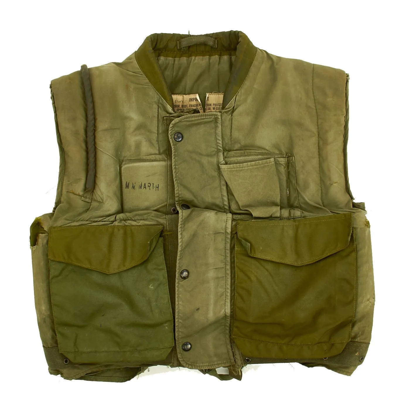 Original U.S. Vietnam War U.S.M.C. M-1955 Flak Body Armor Protective Vest - Size Large