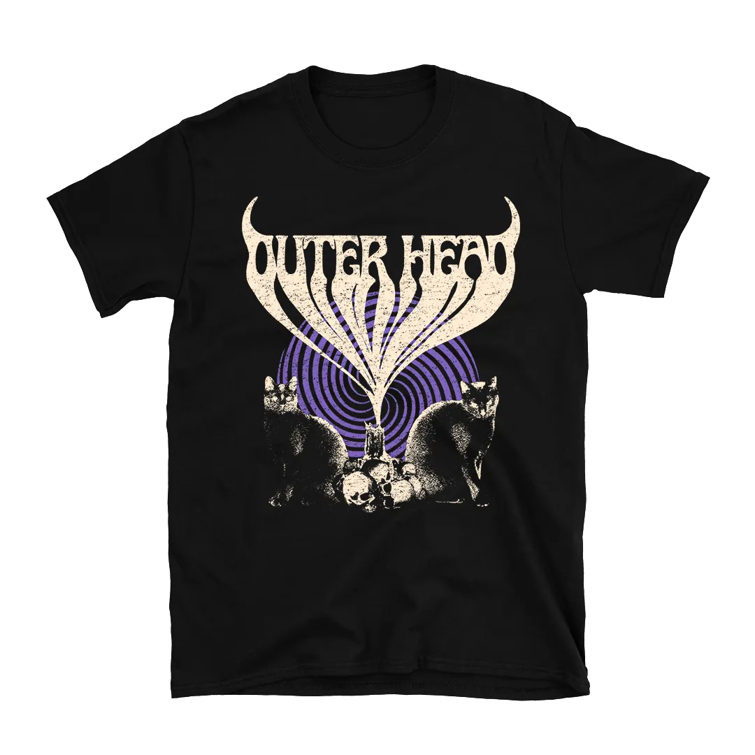 Outer Head - Catdemonium (Cream/Purple) T-Shirt - Black