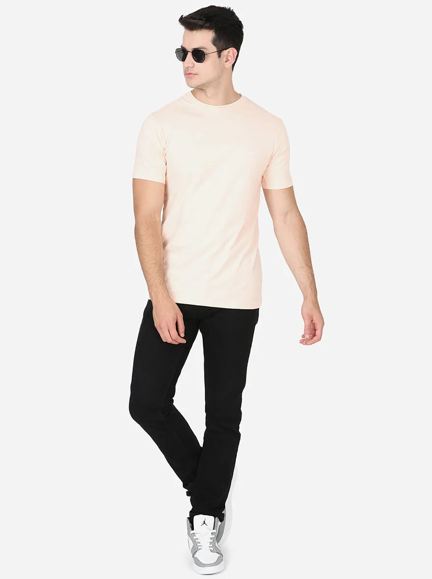 Peach Solid Slim Fit T-Shirt | JadeBlue