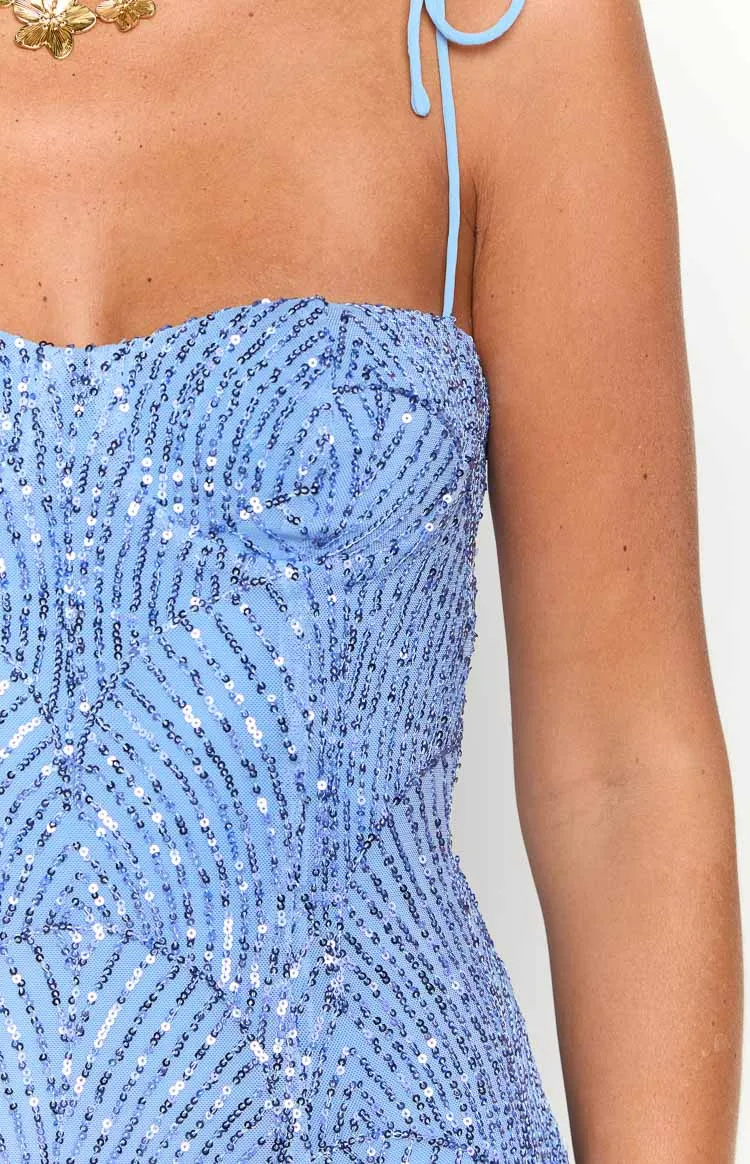 Penny Lane Light Blue Sequin Mini Dress